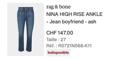 Jean femme Rag & Bone Nina taille 27