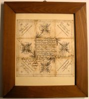 1796, antiker TAUFZETTEL in schlichtem HolzRahmen