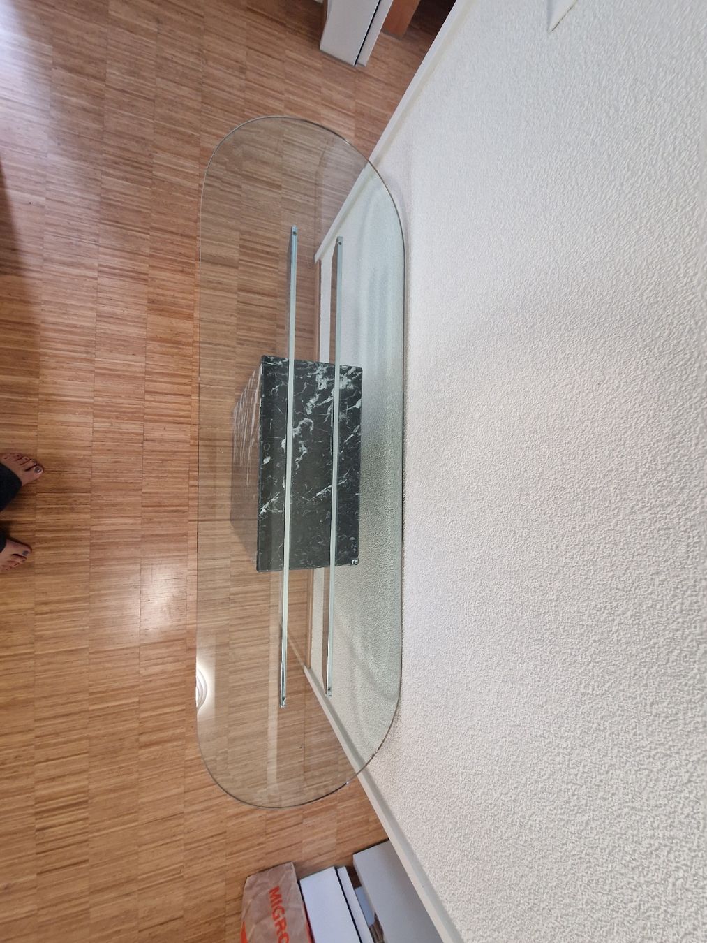 Console: Konsolentisch Glas Marmor Optik mit Chromstangen – Usato da Wittenbach venduto da garbis 1