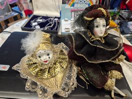 Dekorative Porzellanpuppen, Harlekin und Pierrot, Vintag L15