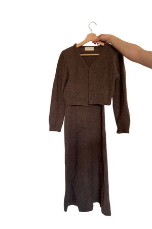 Olive Strickkleid Set, Grösse S