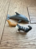 2 Schleichtiere (Katze, Delfin) + 1 Robbe (nicht Schleich)