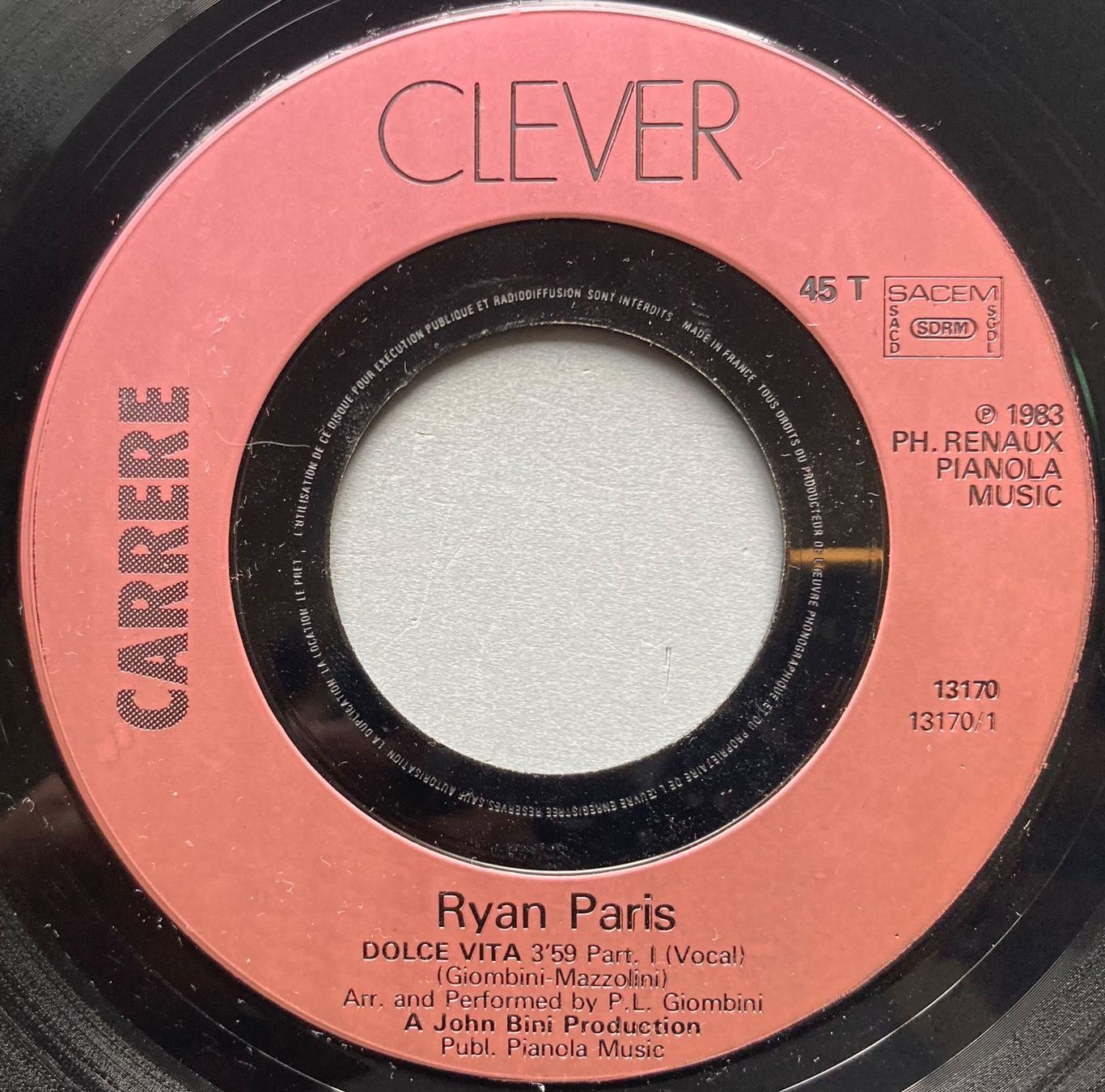 Dischi in vinile: RYAN PARIS - DOLCE VITA – Usato da Poliez-Pittet venduto da Newtown-Records 2