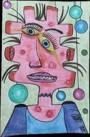 Theresa / Original-Zeichnung auf Karte / Outsider Art, Brut