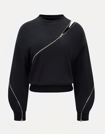 Super Felpa nera con zip tgM/L👌nuovo-sexy👌particolare