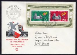 R1655  /  Bloc LAUSANNE 1955 sur lettre