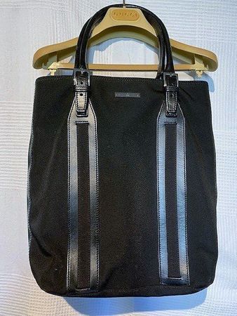 Sac cabas en toile et cuir noir de Gucci