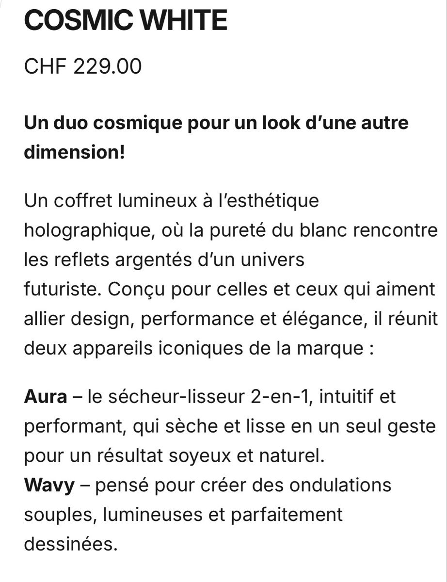 Sèche-cheveux: Swissliss Cosmic White Duo  – Neuf avec emballage d'origine à Venthône par Chacha_94 5