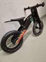 Laufrad aus Holz schwarz mit Flammen Dekor [Unikat]