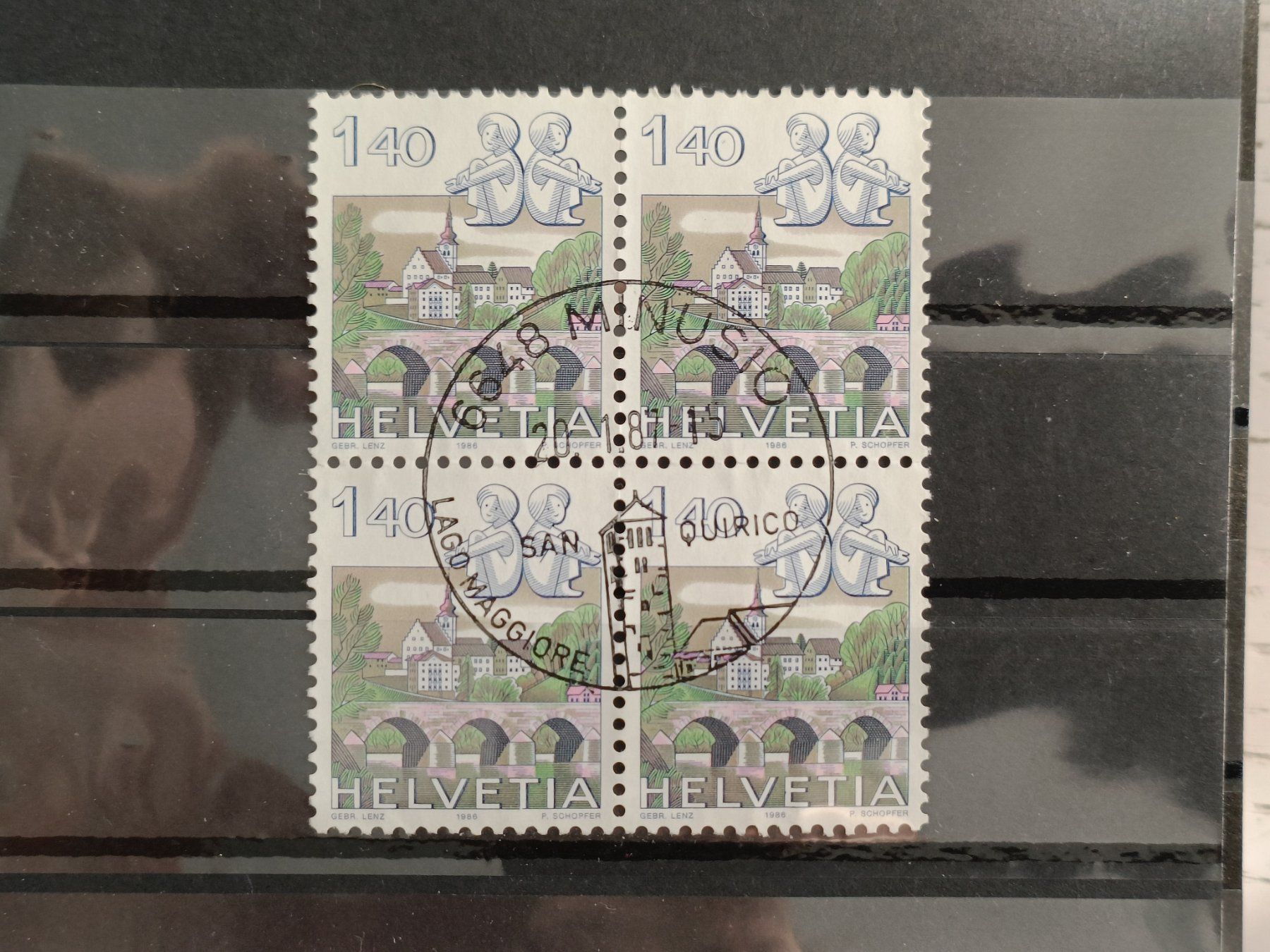Tutti i francobolli: 1986 Zwillinge Viererblock Top Stempel – Usato da Dübendorf venduto da goeggi79