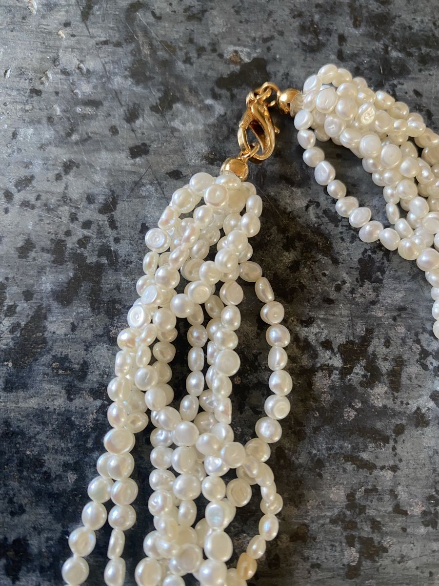Perle (finte): Süsswasser-Perlen - Collier 8 - Rang, weiss, grau, rosa – Usato da Embrach venduto da bea_8424 7