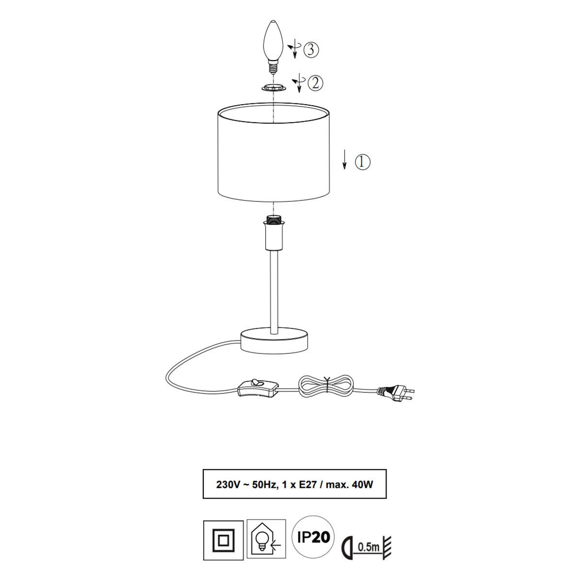 Lampade: Tischleuchte, Stoffschirm, Weiss – Nuovo (secondo la descrizione) da Kreuzlingen venduto da Smart-Light 4