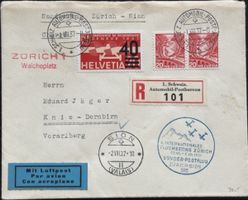 Brief Zürich-Sion 1937 Flugmeeting Sonderpostflug