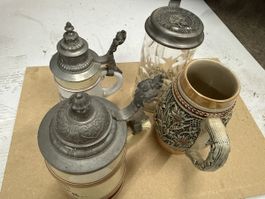 4 alte Bierkrüge