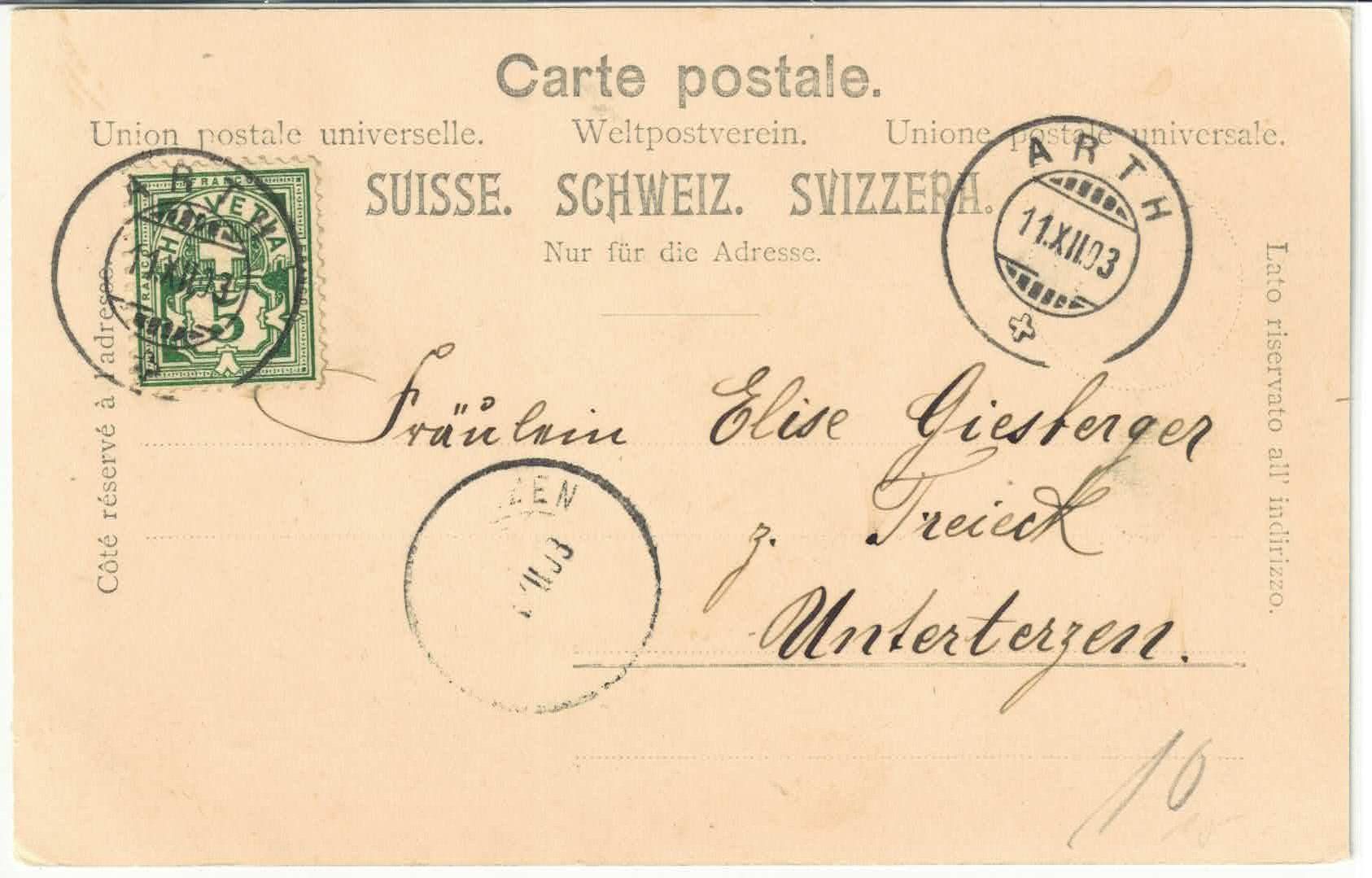 Cartoline postali: Arth - Generalansicht 1903 – Usato da Ettingen venduto da Kartenplanet 1