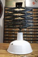 KE1079 Alte Emaille Lampe Decken Scheren Lampe Industrie