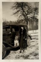 Privatfoto, Unikat - Frau, Auto, Hund, 1935