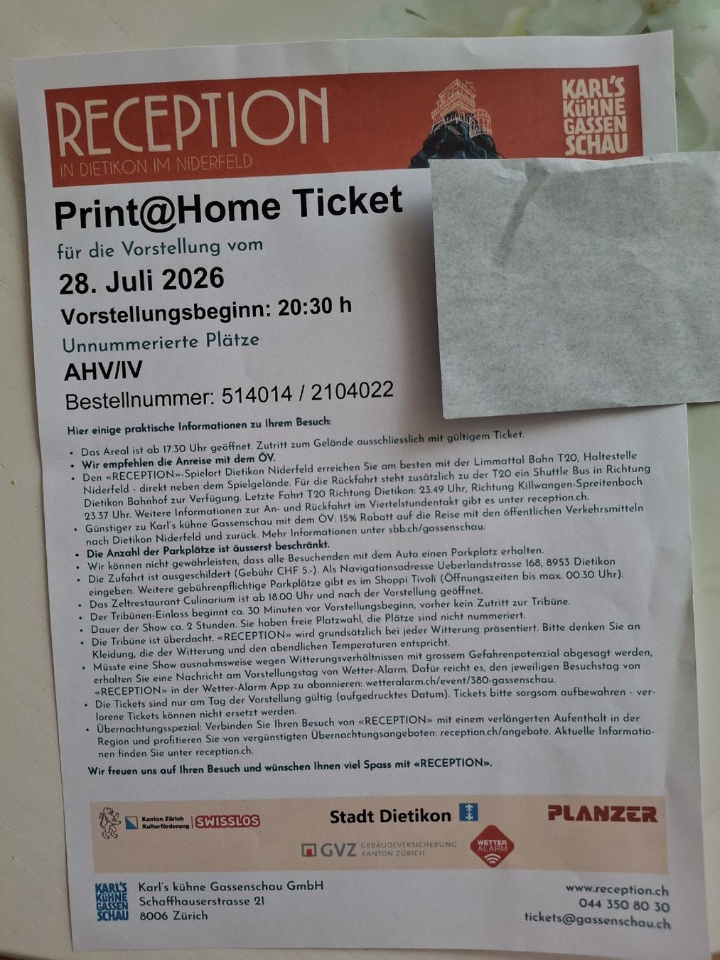 Biglietti: Ticket Karl's Kühne Gassenschau – Nuovo e nell'imballaggio originale da St. Gallen venduto da Angelamaroni