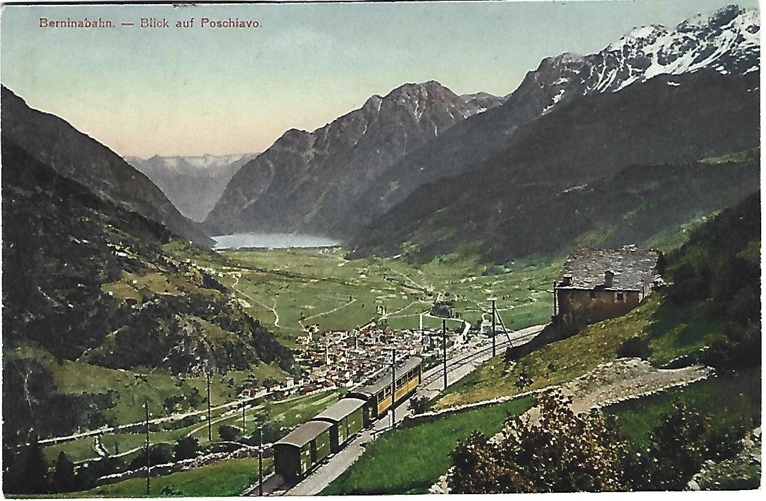 Cartoline postali: Berninabahn Blick auf Poschiavo – Usato da Wetzikon ZH venduto da Brulu100