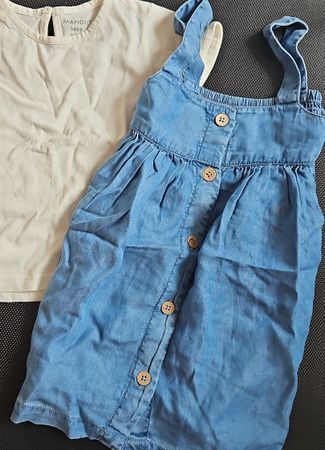 Süsses Sommer-Set: Jeanskleid und Leinenbluse, Grösse 86