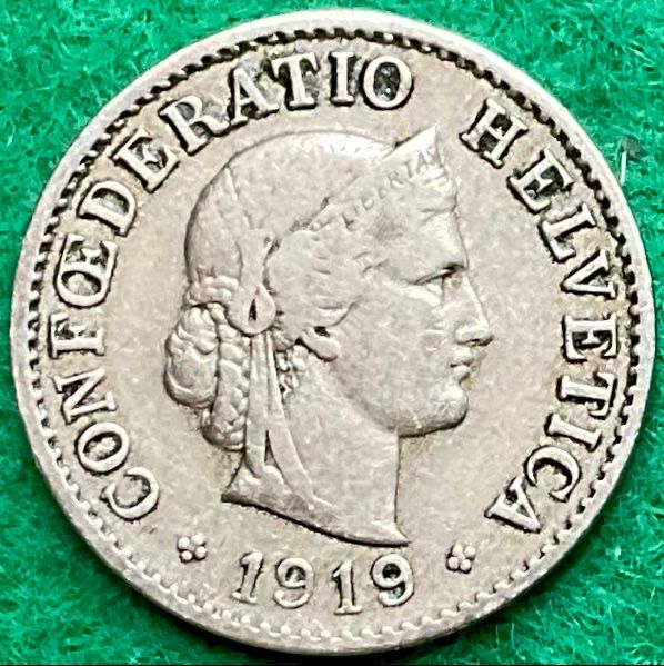 Tutti le monete: Pièce de 5 centimes suisse 1919 – Usato da Plan-les-Ouates venduto da gab_cgf6