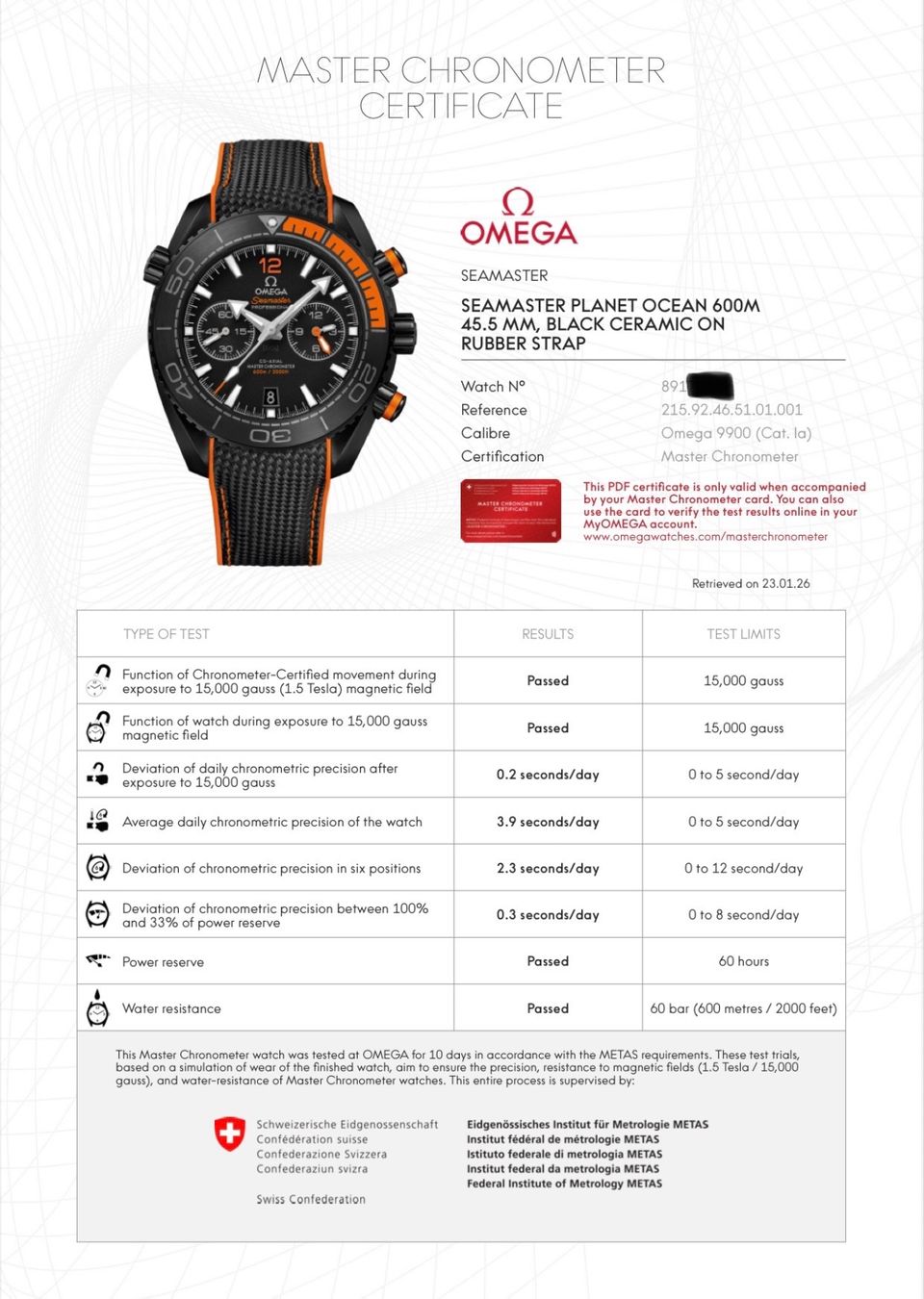 Omega Orologi: OMEGA Seamaster Planet Ocean Deep Black Fullset mit Garantie – Usato da Birsfelden venduto da Mynos 6