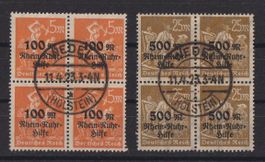 Deutsches Reich 1923: 2 4erblocks Rhein-Ruhr-Hilfe