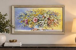 Elegantes Ölgemälde auf Leinwand  Blumenstillleben 50x90