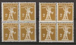 CH123 - Fils de Tell 123/II et 123/III en bloc de quatre **