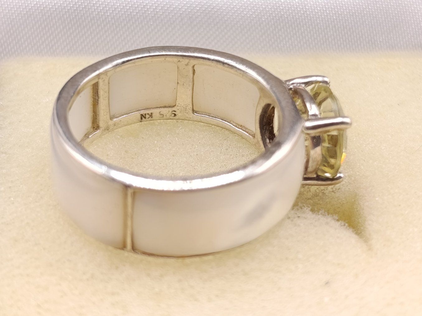 Anelli: Vintage 925er Silber seltene Ring Perlmutt Citrin Top – Usato da Steffisburg venduto da 1.Schmuckschatulle 3