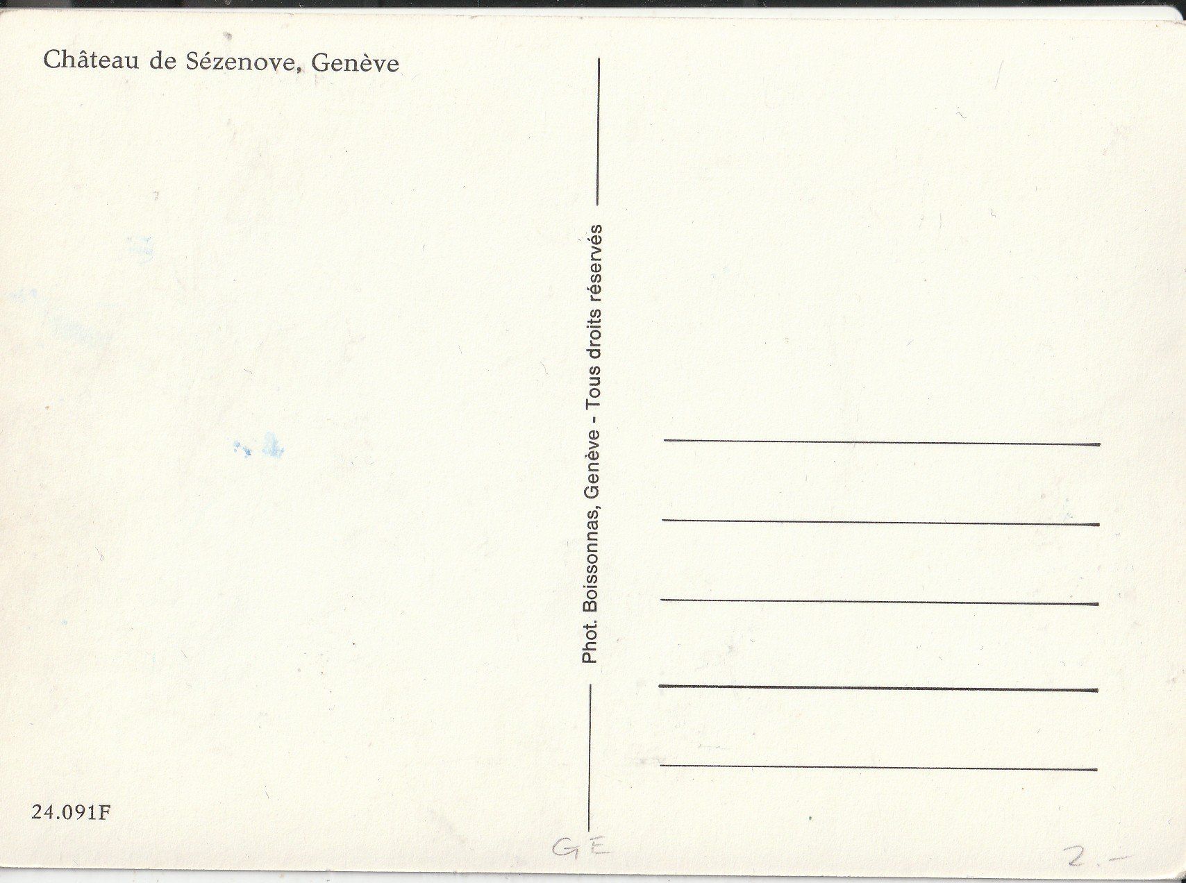 Cartoline postali: Chateau de  Sezenova Geneve – Usato da Lumbrein venduto da made02 1