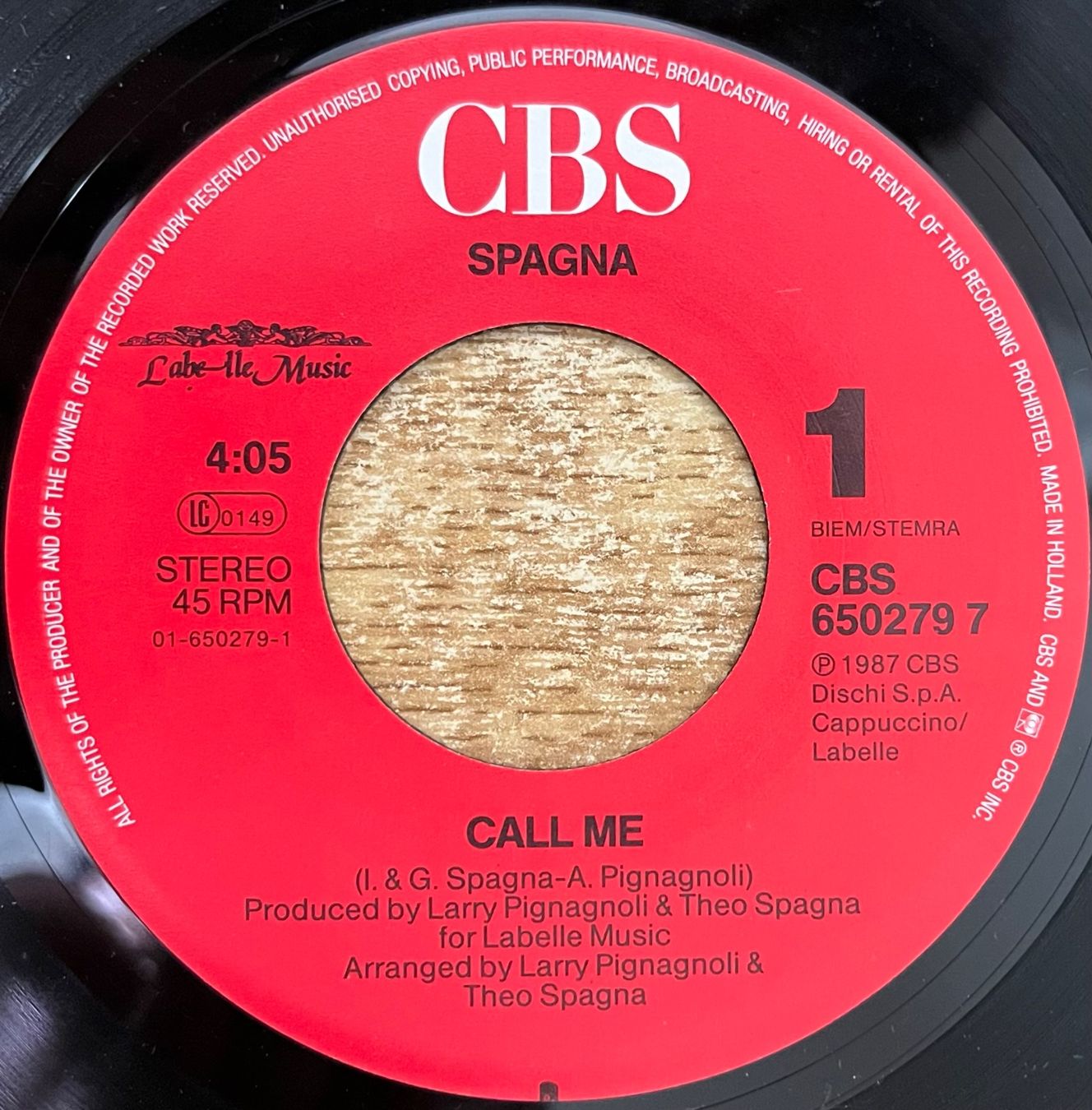 Dischi in vinile: SPAGNA - CALL ME – Usato da Bussigny venduto da vinyl-pas-cher 2