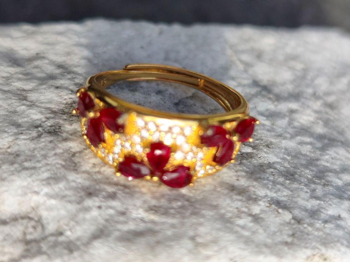Anelli: Gold Ring mit echten Rubinen aus Massivem 925 Silber – Nuovo (secondo la descrizione) da St. Gallen venduto da GIULESGG 9