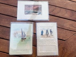 Cartes postales vintage, divers motifs d'hiver et d'été.