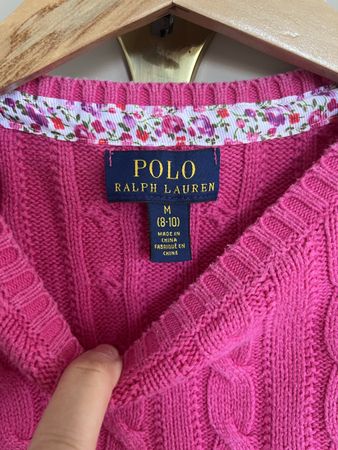 Polo Ralph Lauren sweater pink cable knit size M (8-10)
