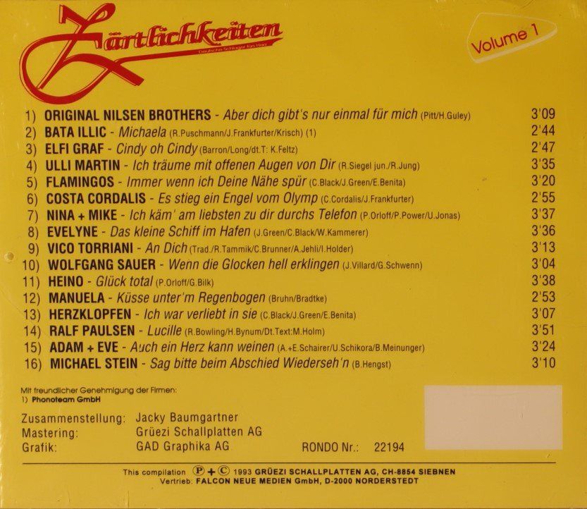 CD: Zärtlichkeiten – Volume 1 – Usato da Luzern venduto da CONTENTI 2