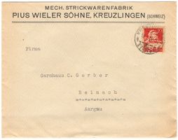 seltene Perfin W.S. auf Beleg von KREUZLINGEN nach REINACH