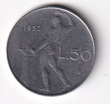 Alle Münzen: Italien 50 Lire 1957 – Gebraucht aus Neuchâtel von karlpierrino