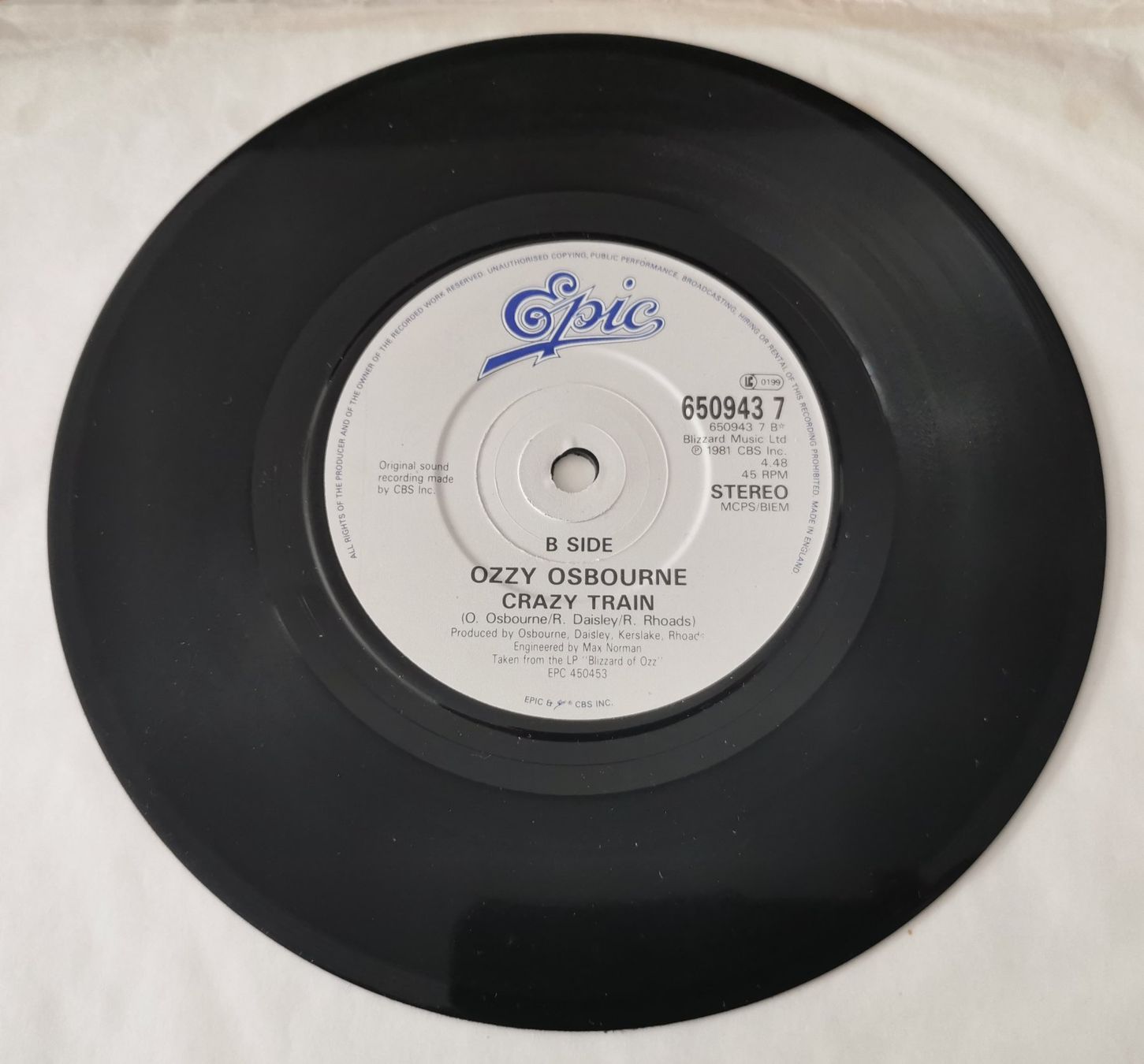 Dischi in vinile: OZZY OSBOURNE: Crazy train 7" Randy Rhoads Tribute – Usato da Münchwilen TG venduto da Swb 3