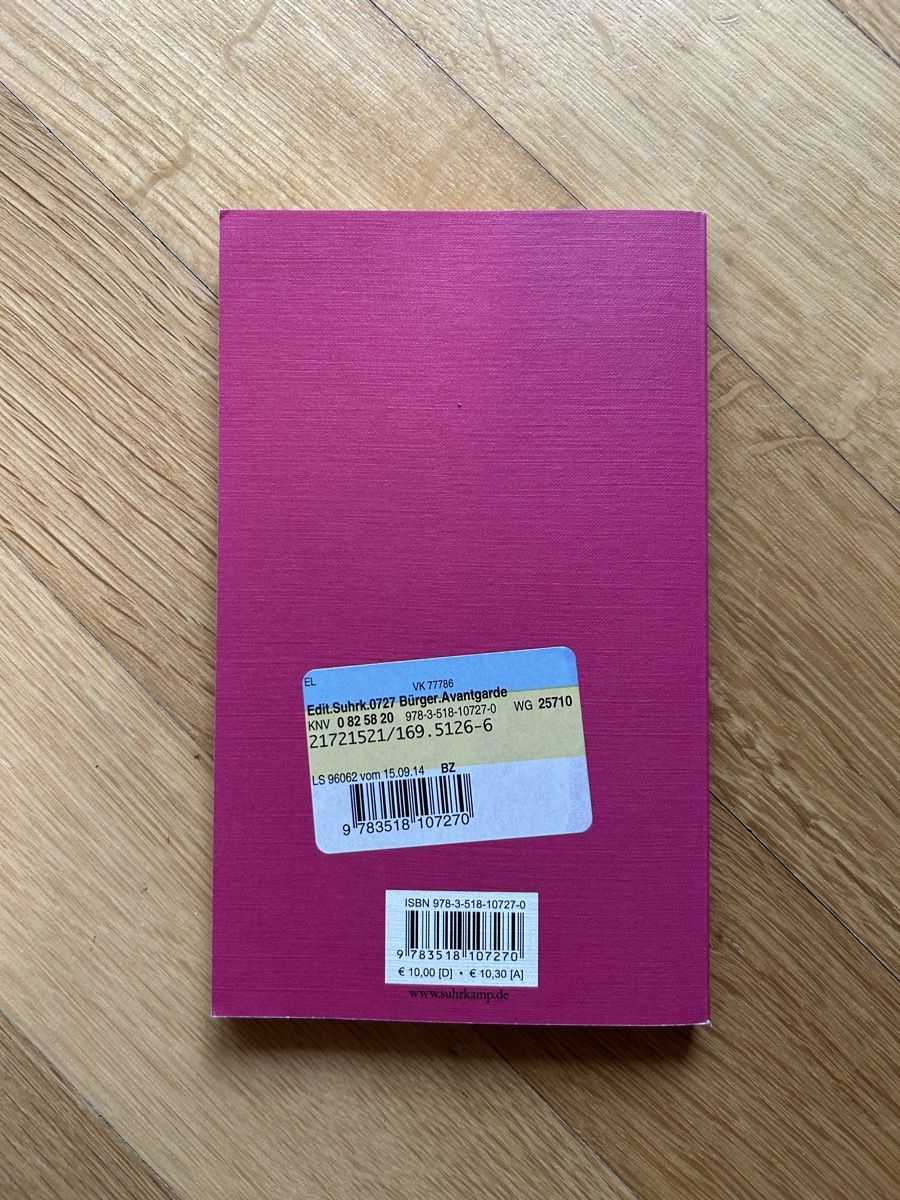 Bücher: Buch „Theorie der Avantgarde“ – Gebraucht aus Basel von stb_27 1