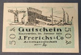 50 PFENNIG / J. FRERICHS & CO. EINSWARDEN 1921