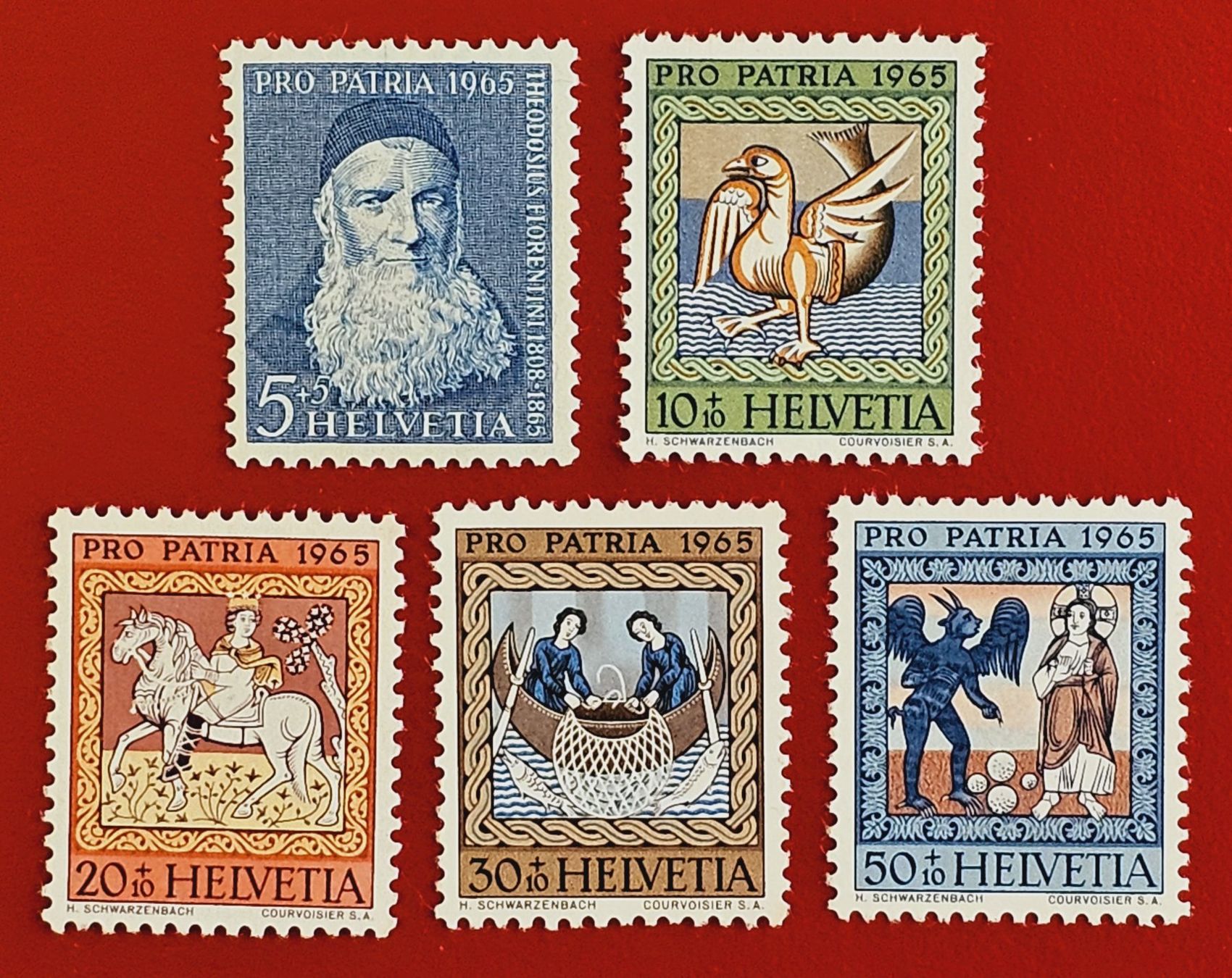 Tutti i francobolli: PRO PATRIA SATZ 123 - 127 1965** POSTFRISCH – Nuovo (secondo la descrizione) da Düdingen venduto da Quartierstrasse