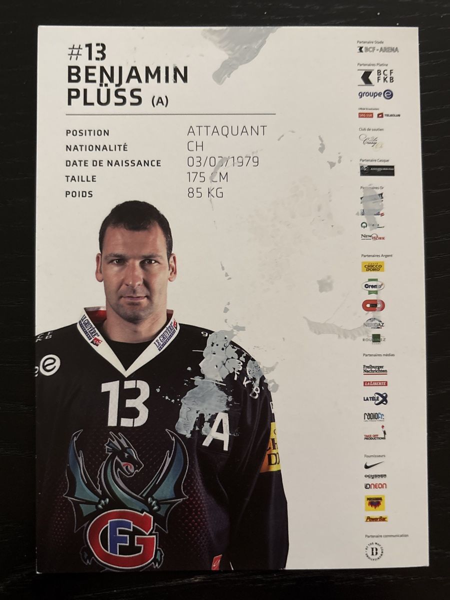 Autografi: Signierte Karte Benjamin Plüss Gottéron #13 – Usato da Uetendorf venduto da hoisle 1