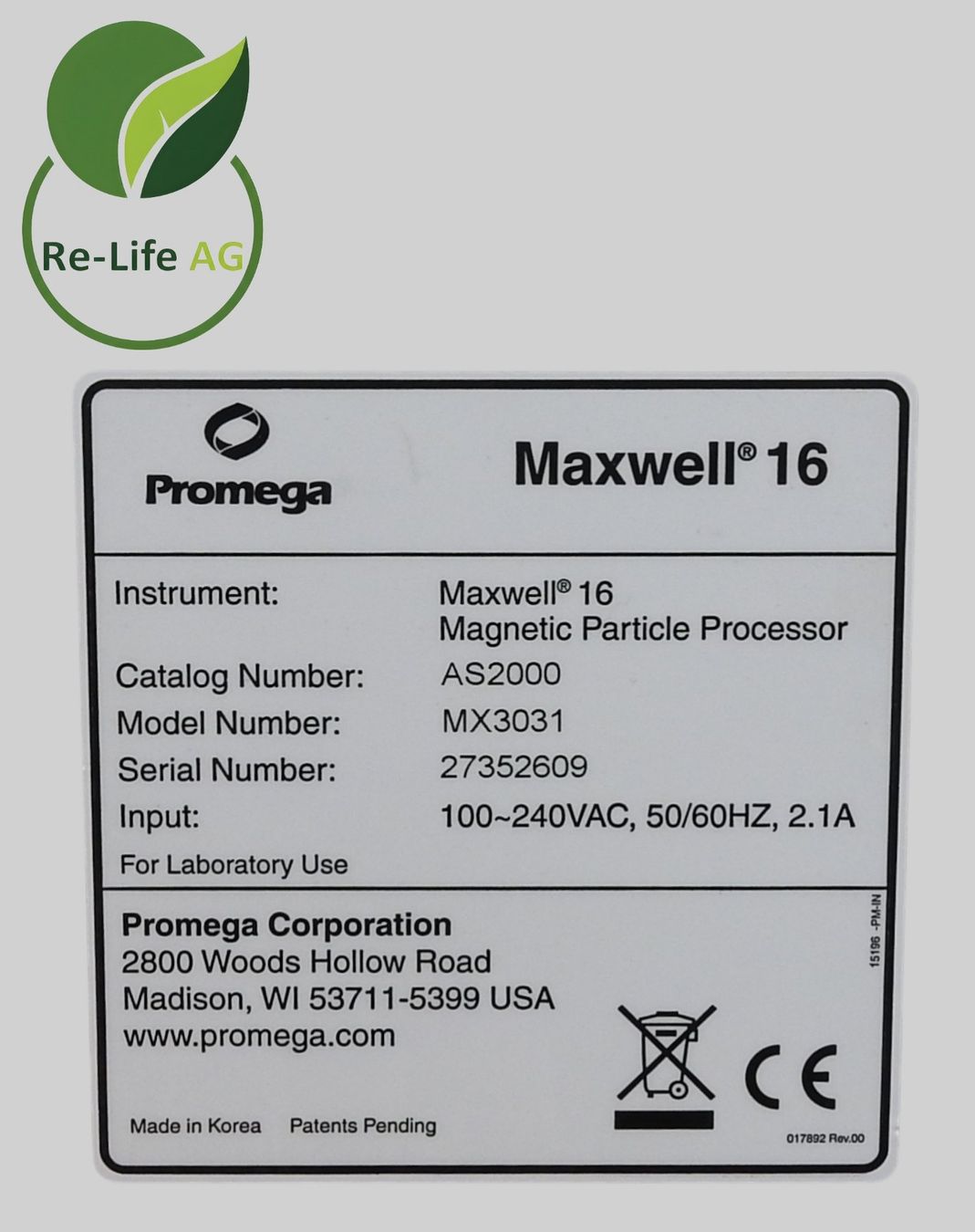 Alle Maschinen: Promega | MaxWell 16 | Nucleic Acid Extraction System – Gebraucht aus Reinach BL von Re-LifeAG_Labor2 7
