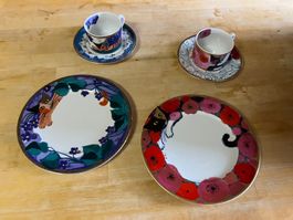2 Kaffeetassen/Unterteller/Dessertteller Rosina Wachtmeister