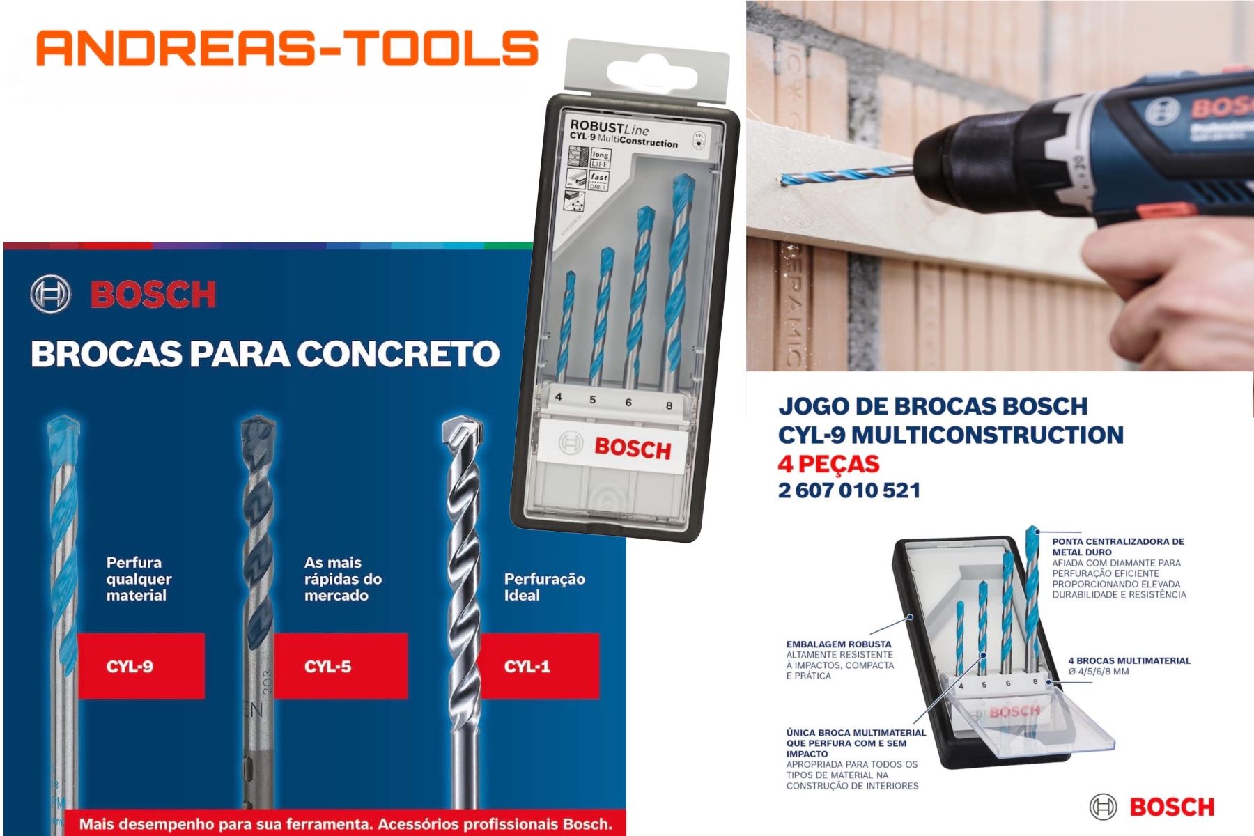 Bosch Tutti gli attrezzi: Bosch B.-Stein-Bohrer-Robust Line-Set 4-teilig. CYL-9 Multi – Nuovo e nell'imballaggio originale da Nebikon venduto da Andreas-Tools 1