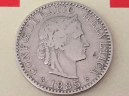20 Rappen 1885 Ni, ss+, nur 3,0 Mio!