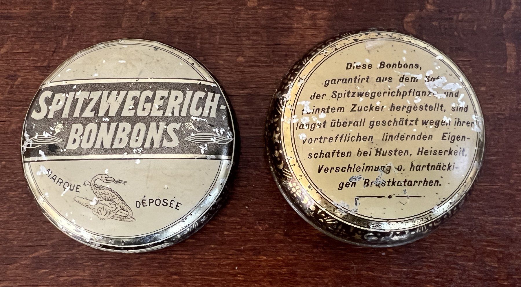 Barattoli: antikes Blechdöschen Dr. A. Wander SPITZWEGERICH-BONBONS – Usato da Rothrist venduto da Brandystar 7