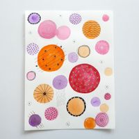 Aquarell Bild Original - Abstrakt Zentangle - 24 x 32cm