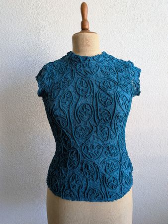 Damen Top petrol mit Spitze 